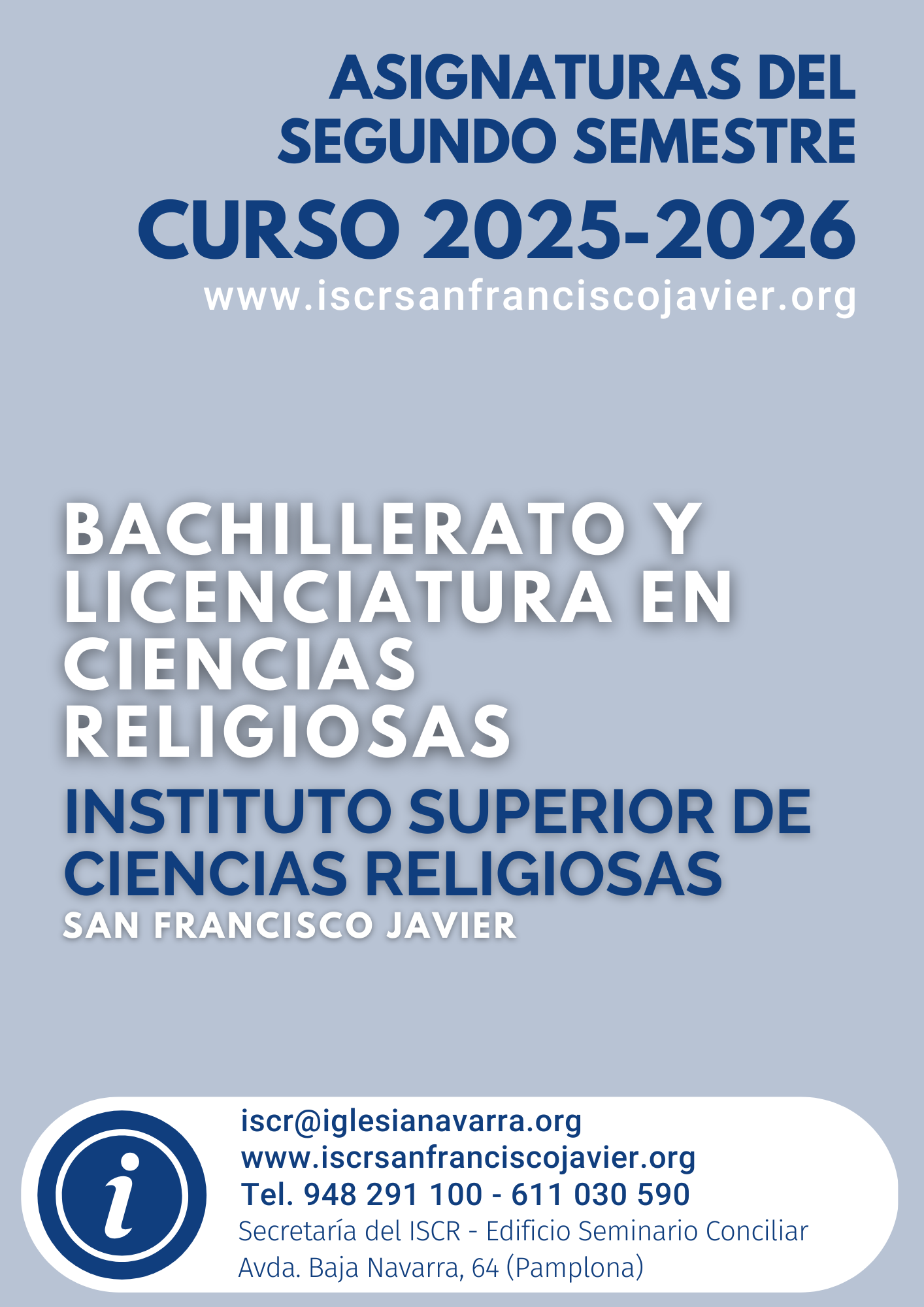 Cursos y asignaturas del Segundo semestre 2025-2026
